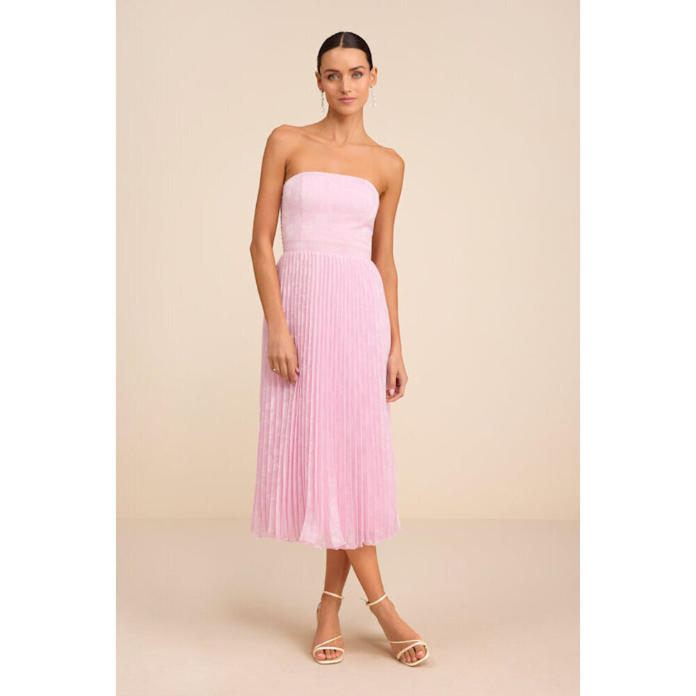 Lulus Perfectly Stunning Light Pink Jacquard Strapless Midi Dress - Size XL